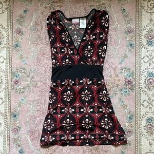 Y2K Black and Red Patterned Mini top